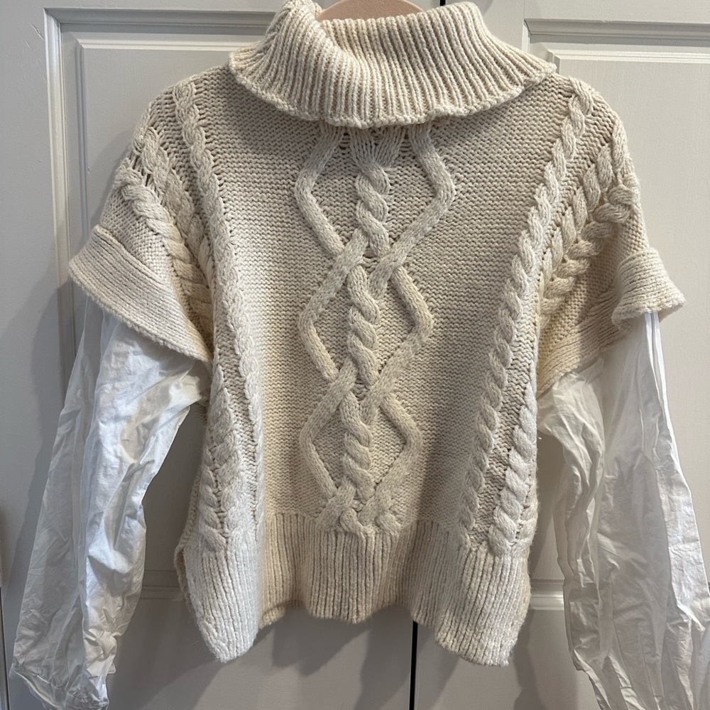 Love Tree long sleeve blouse top X cable knit turtle neck sweater